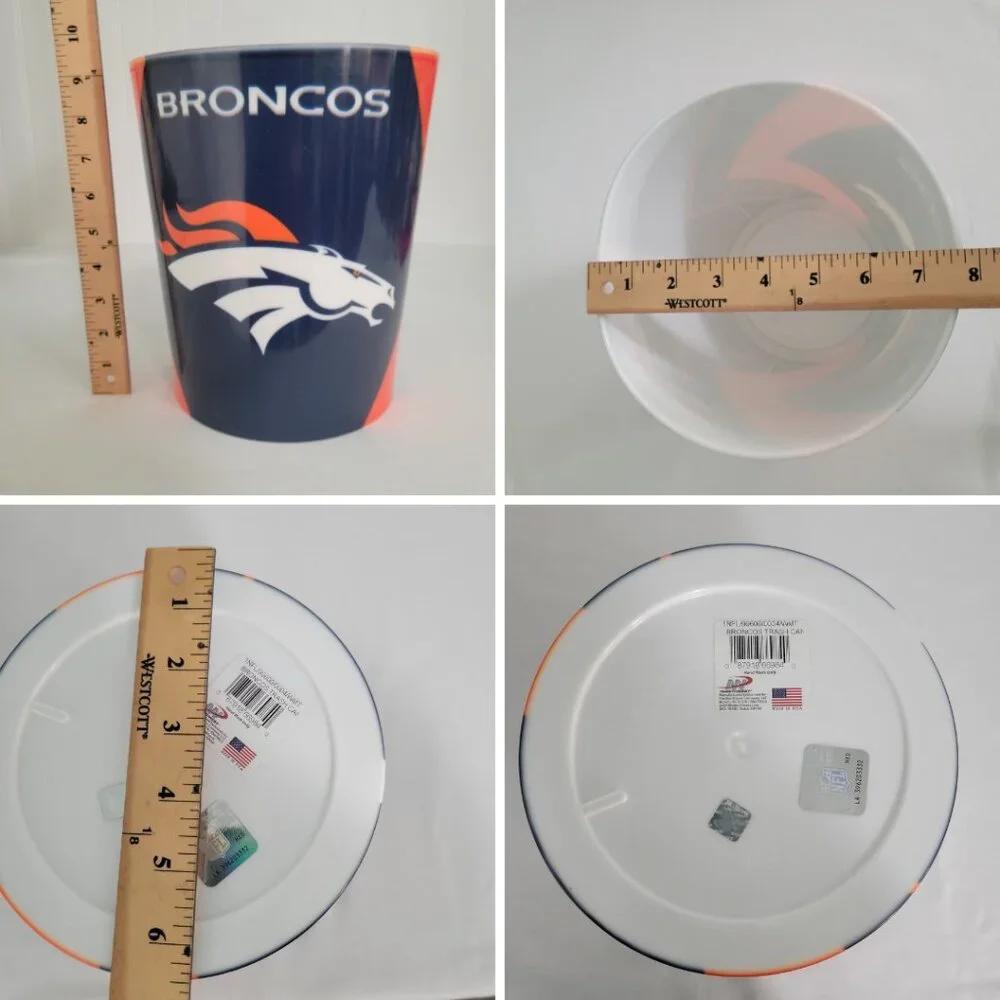 Vintage Denver Broncos NFL Plastic Thermo-Serv USA Trashcan NEW LOGO RARE RETRO
